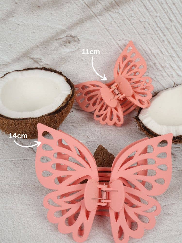 Claw Clip -- Small Double Butterfly - Marshmallow