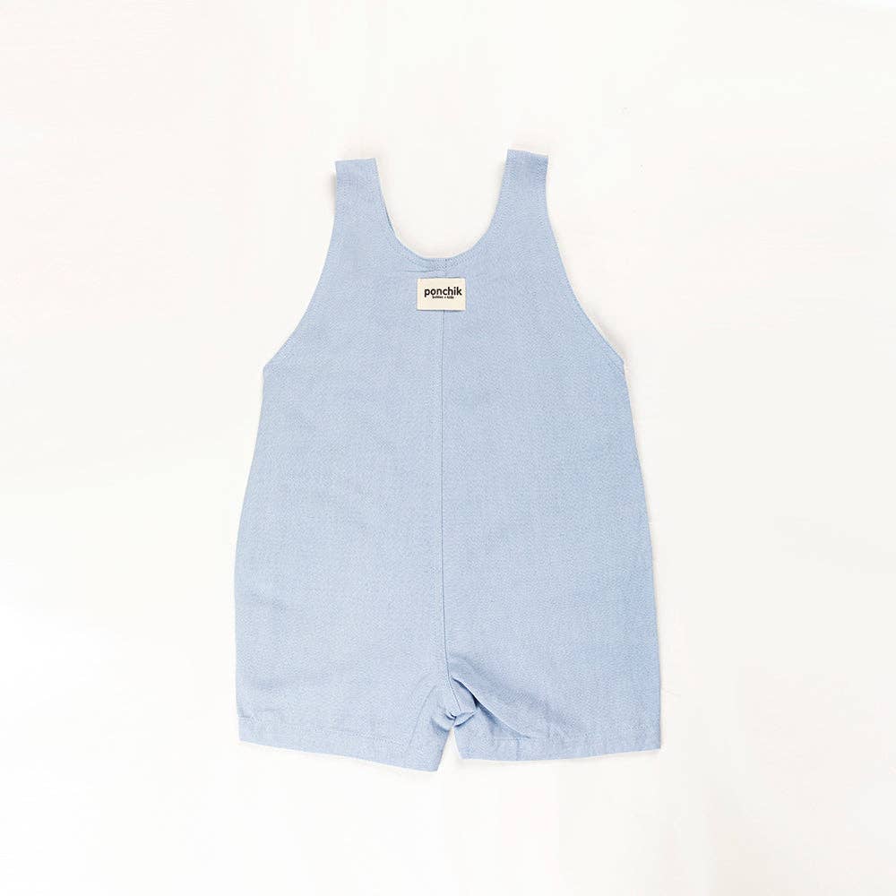 Ponchik Baby Cotton Dungaree Overalls Capri Blue: Blue / Cotton / 0-3 m