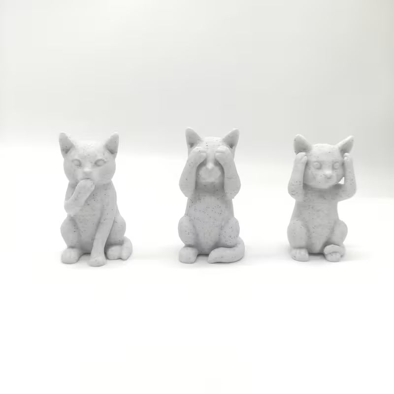 See No Evil Cat Figurines