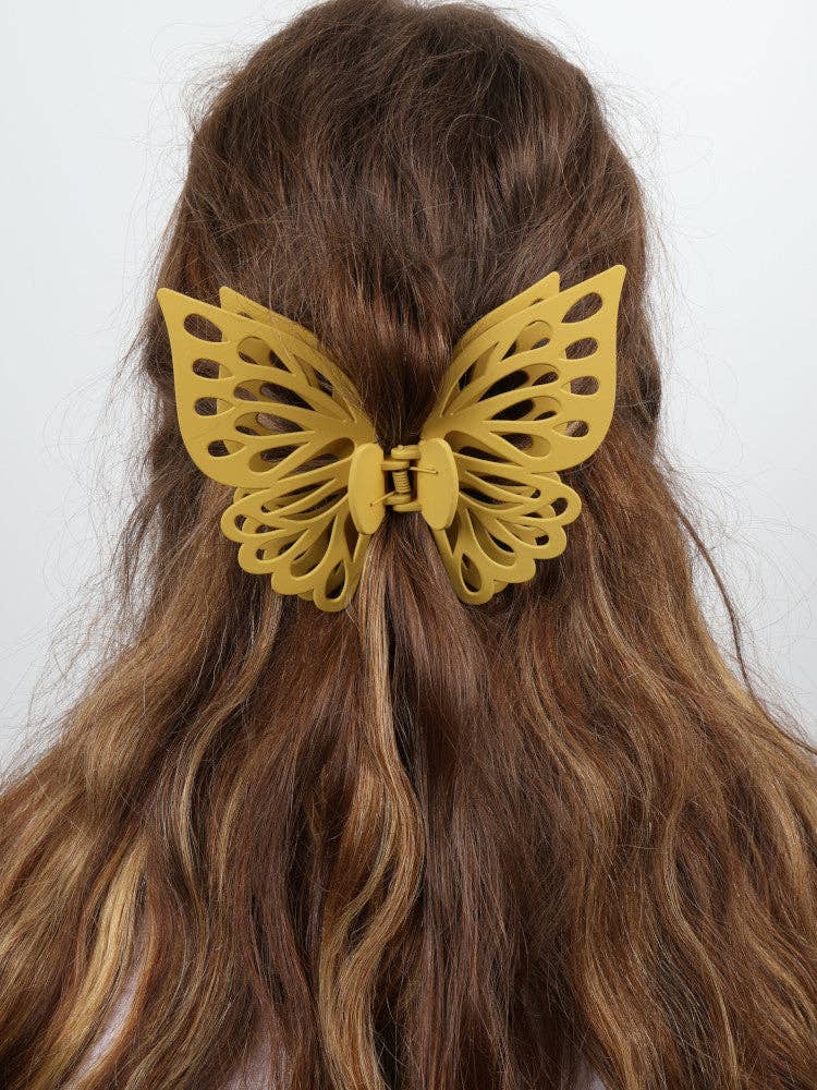 Claw Clip -- Jumbo Double Butterfly - Buttermilk