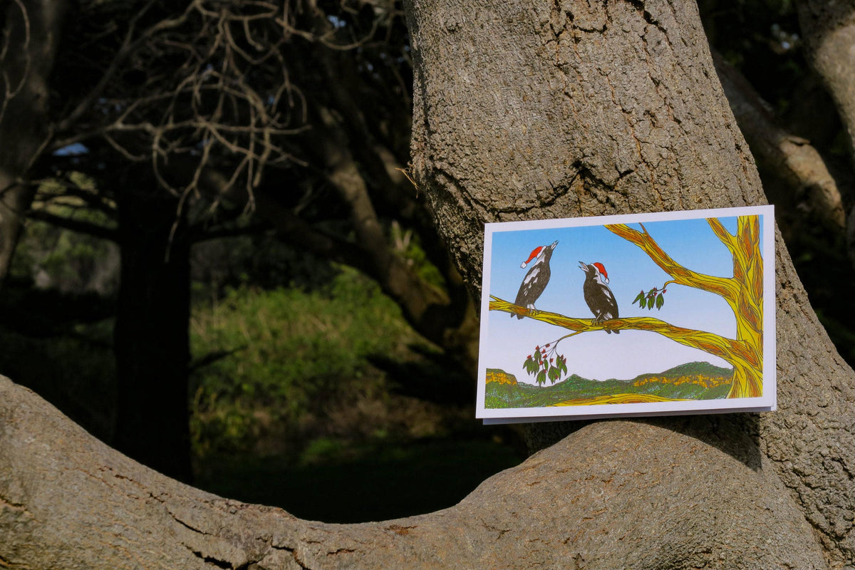 Magpie Christmas Card | Australian Bush Bird Greeting Card