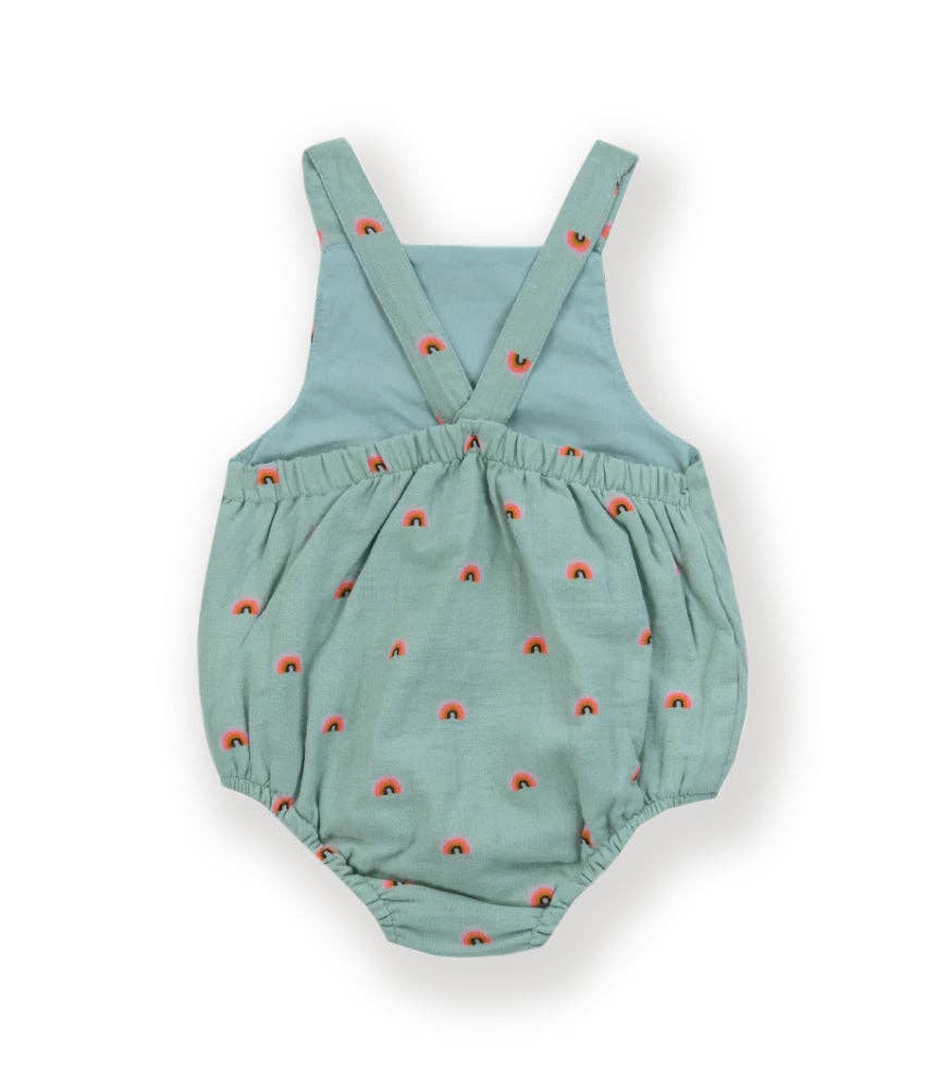 Sage Skies Rainbow Print Baby Romper with Pocket Detail – 9-12M