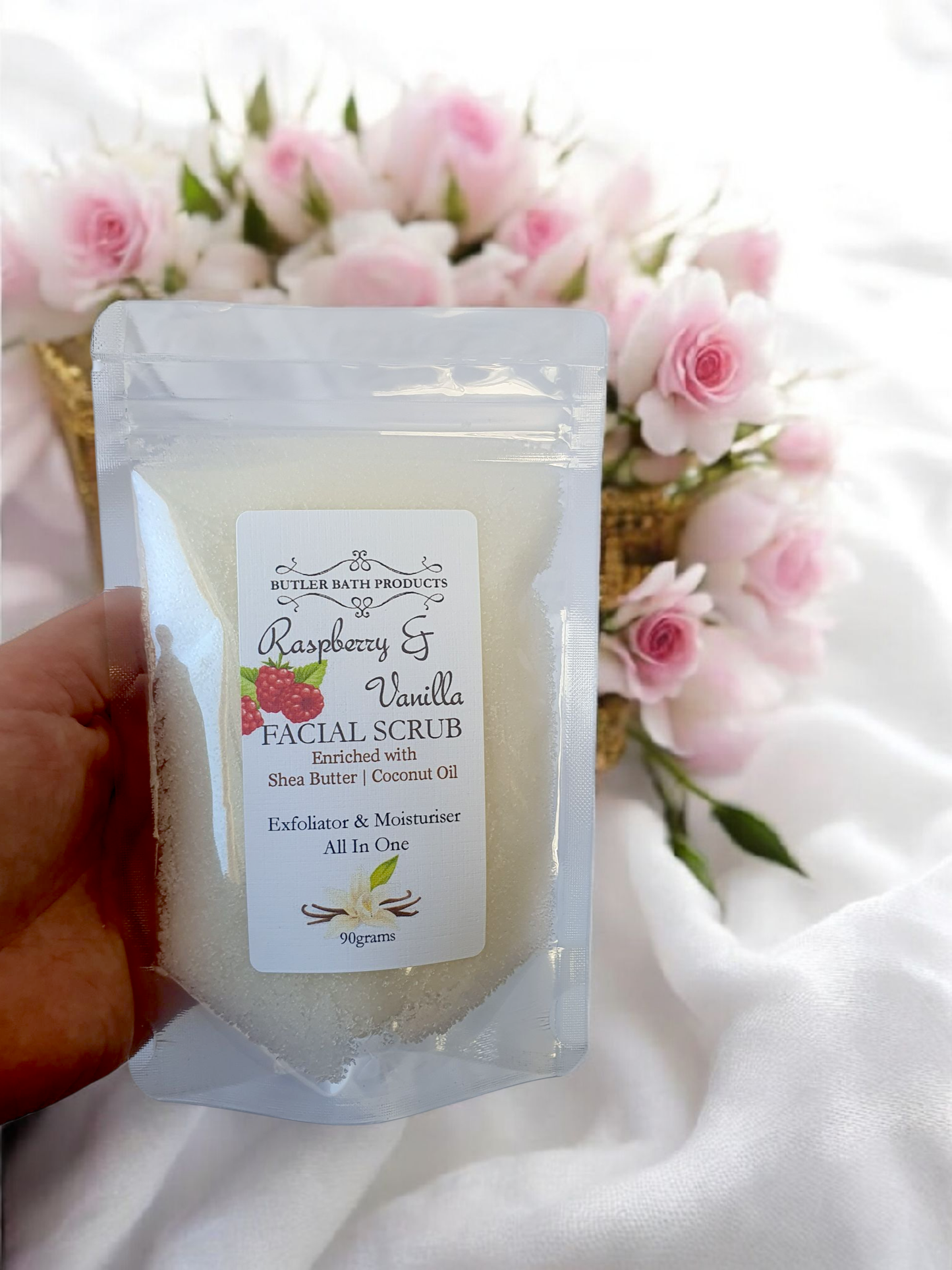 Raspberry & Vanilla Facial Scrub - Exfoliator