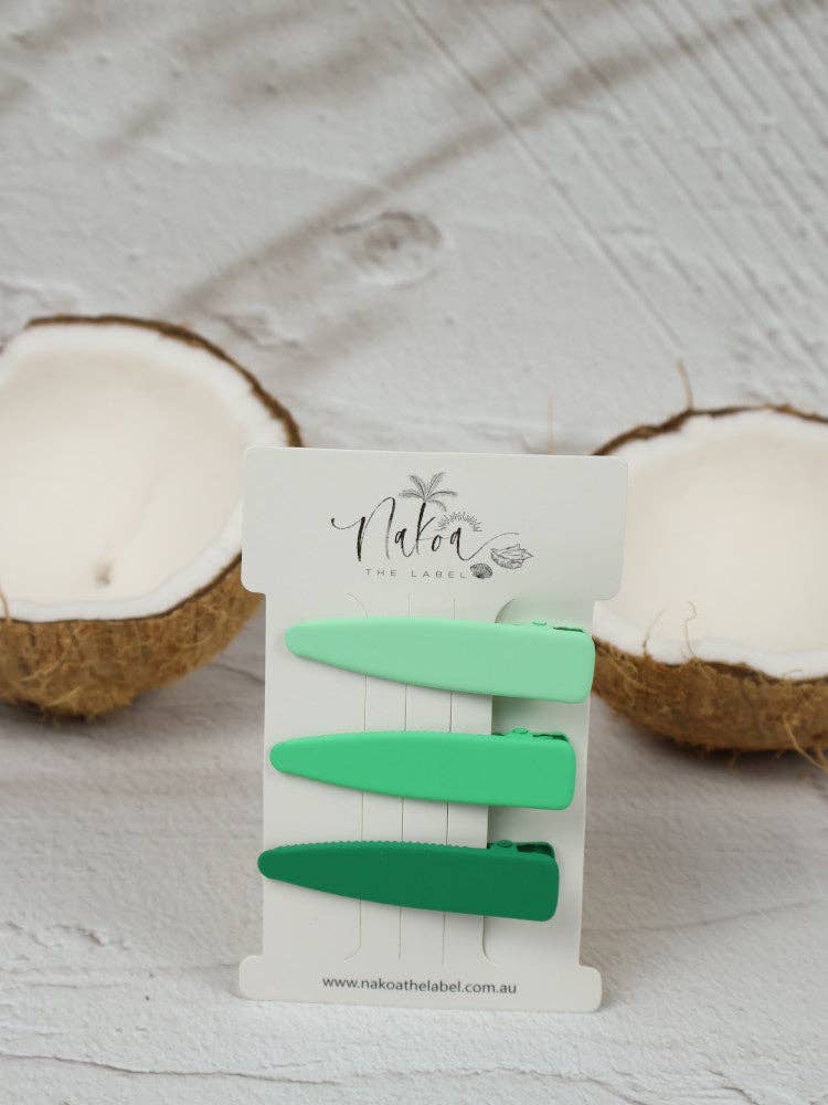 Hair Clip - Set of 3 - Solid - Ombré - Green