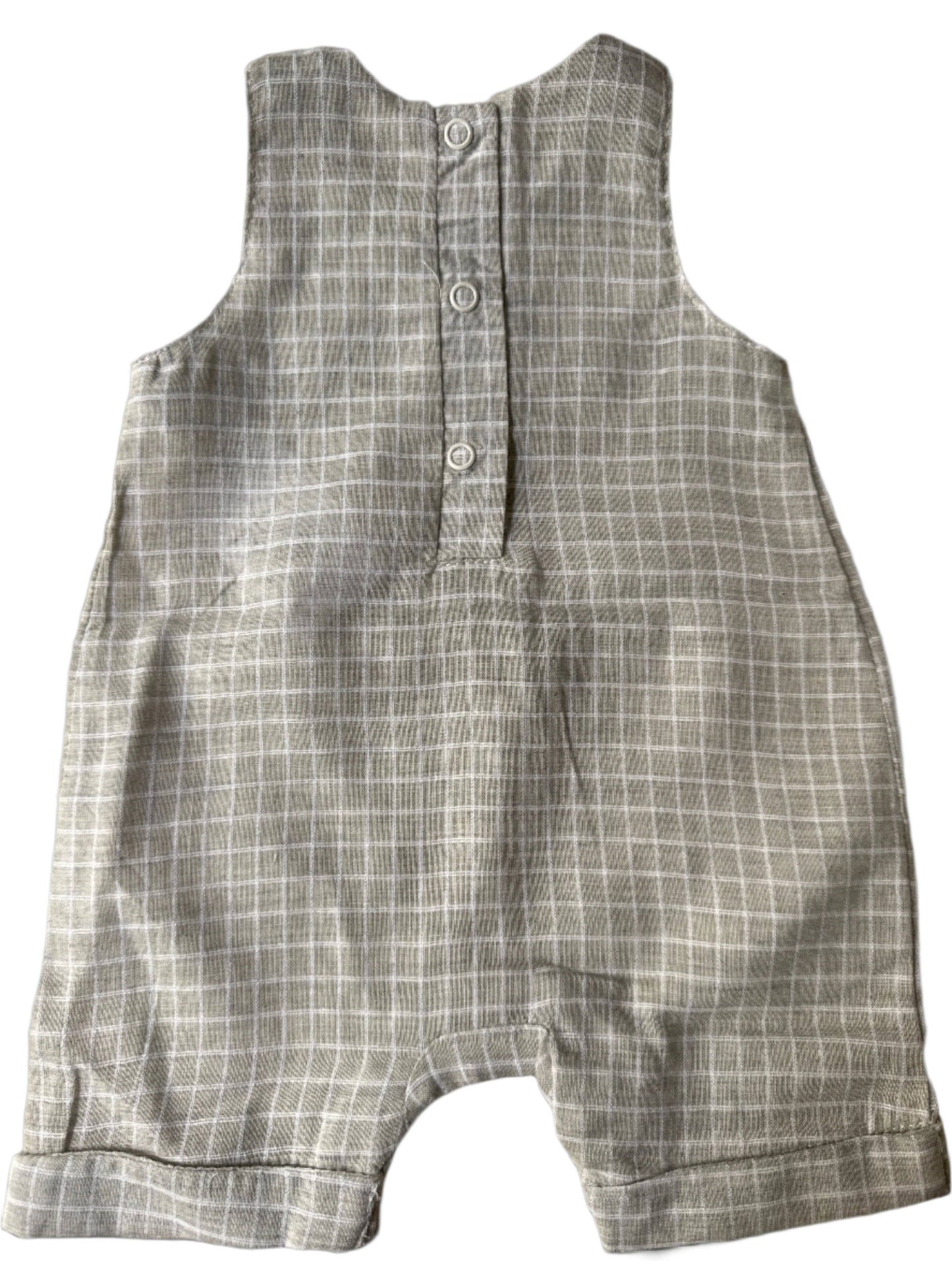 Little Explorer Checked Romper with Embroidered Elephant – Newborn (000)