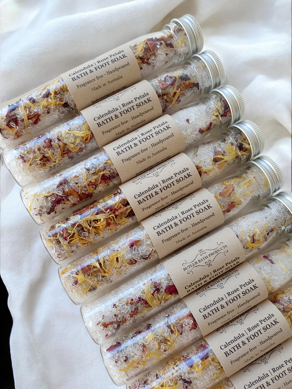 Calendula & Rose Petal Bath salt test tube - Epsom salt