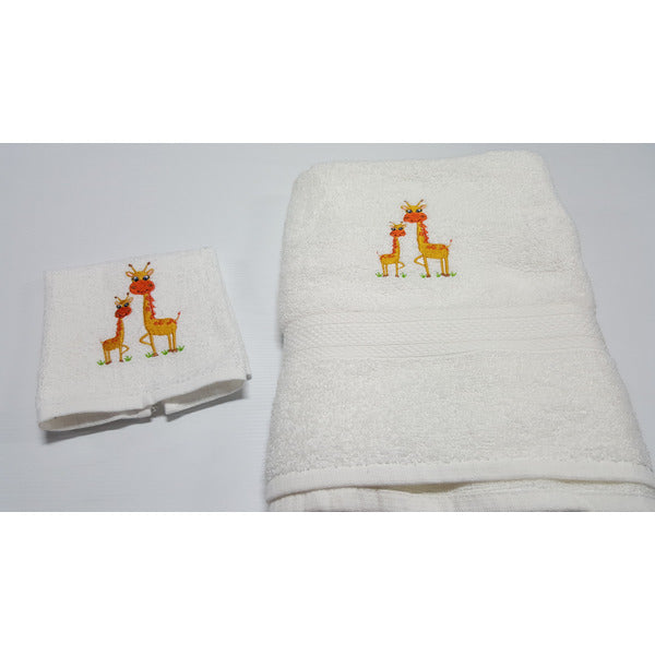 IN STOCK- Giraffes - embroidered towel and washer set Baby Gift Set Aunty Beas Designs