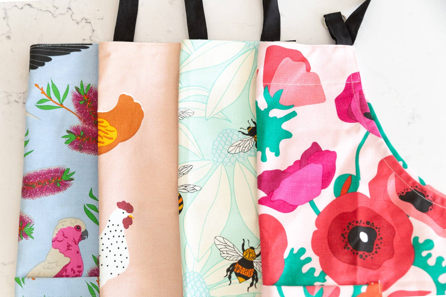 Apron (Heavy Drill) - Poppies