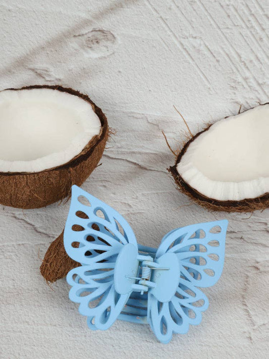 Claw Clip - Small Double Butterfly - Light Blue