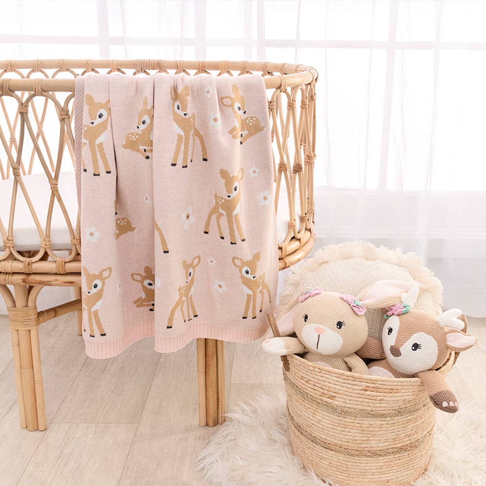 100% Cotton Knit Baby Blanket - Fawn