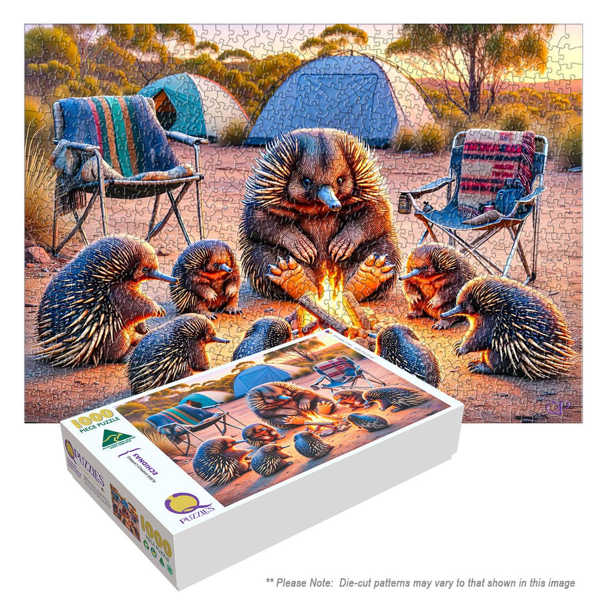 Aussie Animals Camping - Echidnas (Landscape): 260 Piece Jigsaw (Landscape) 480 x 340mm