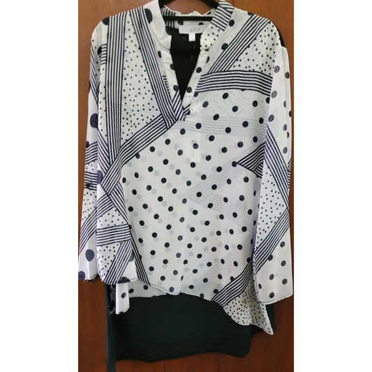 Sash Layered Geometric print top - Size 14