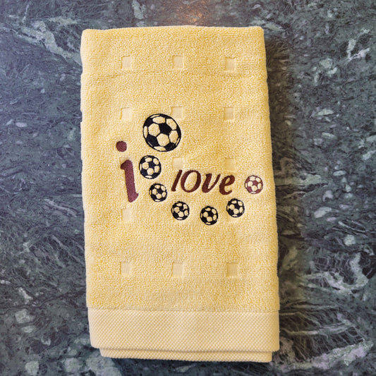 Embroidered Hand Towels - Soccer