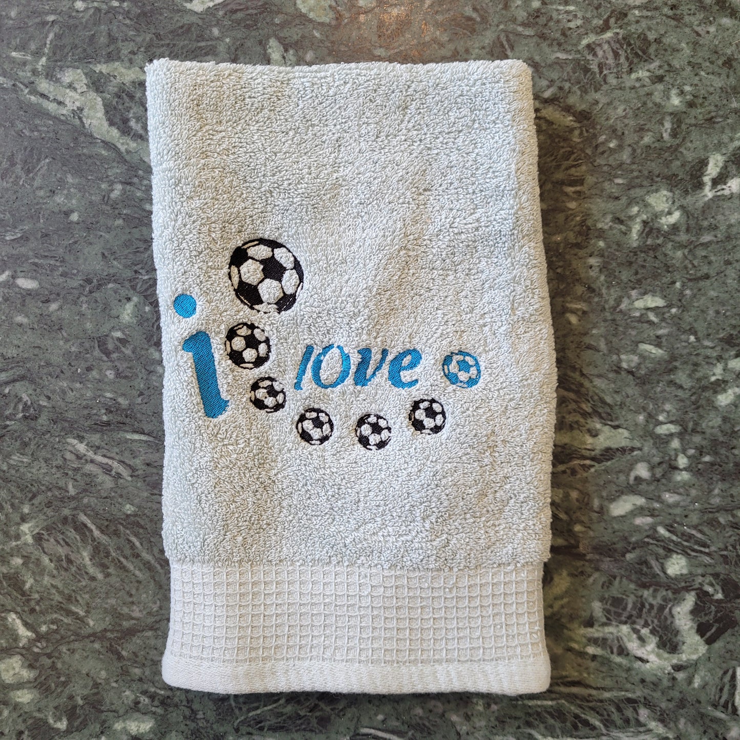 Embroidered Hand Towels - Soccer