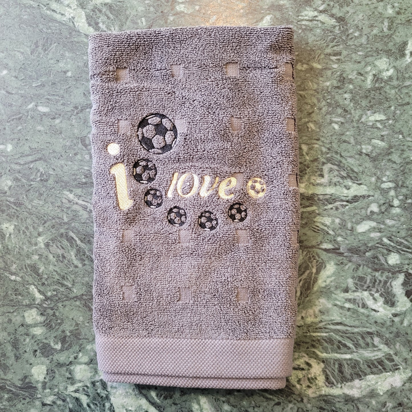 Embroidered Hand Towels - Soccer