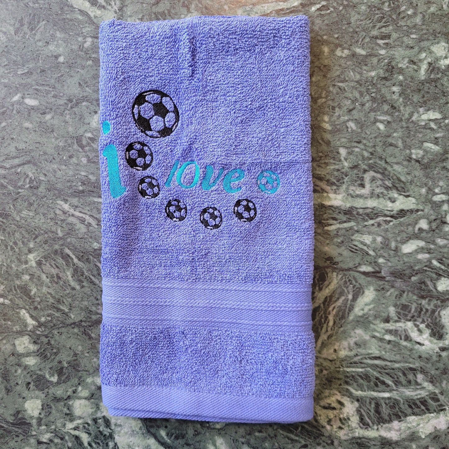 Embroidered Hand Towels - Soccer