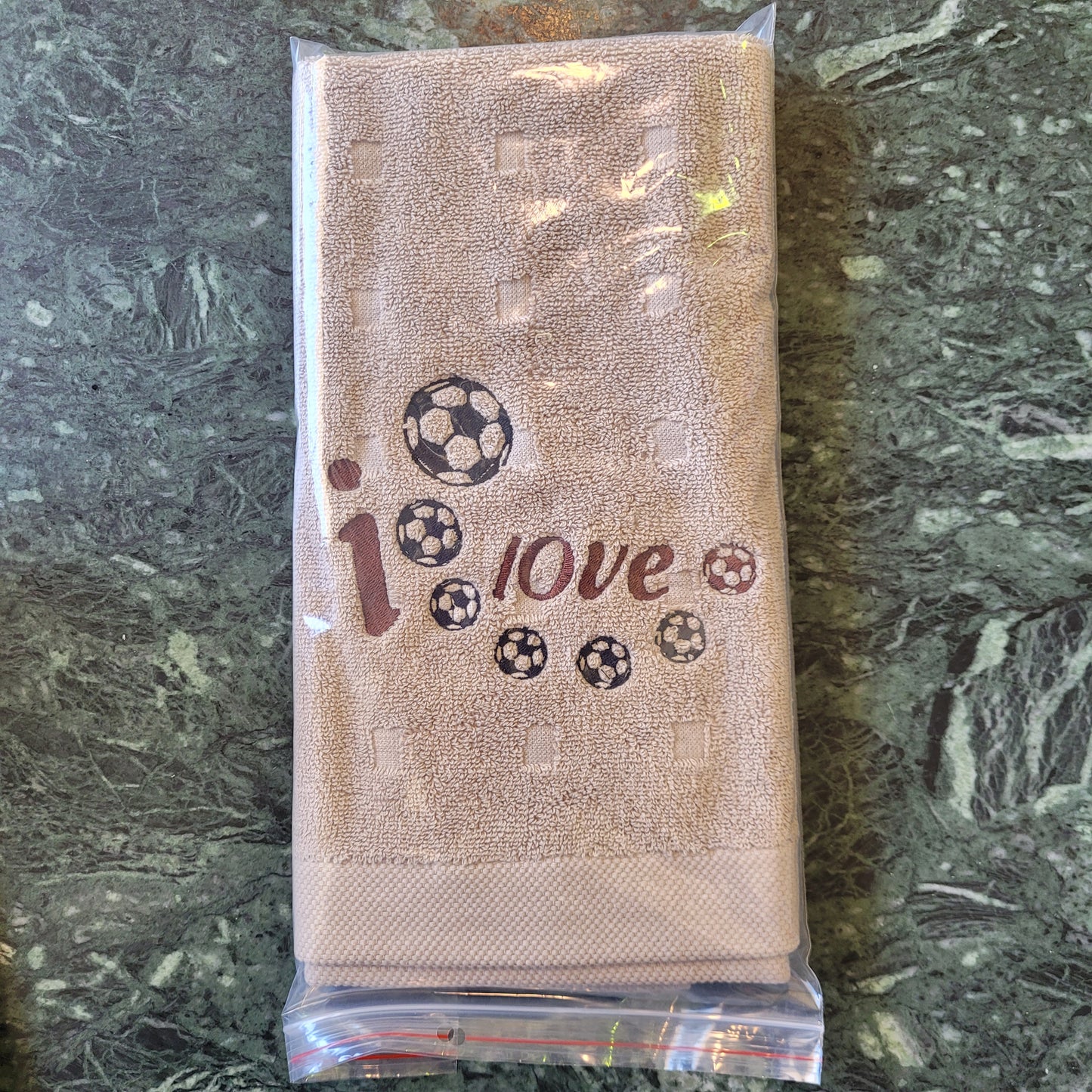 Embroidered Hand Towels - Soccer