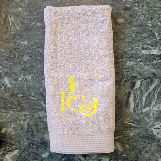 Embroidered Hand Towels - Fishing