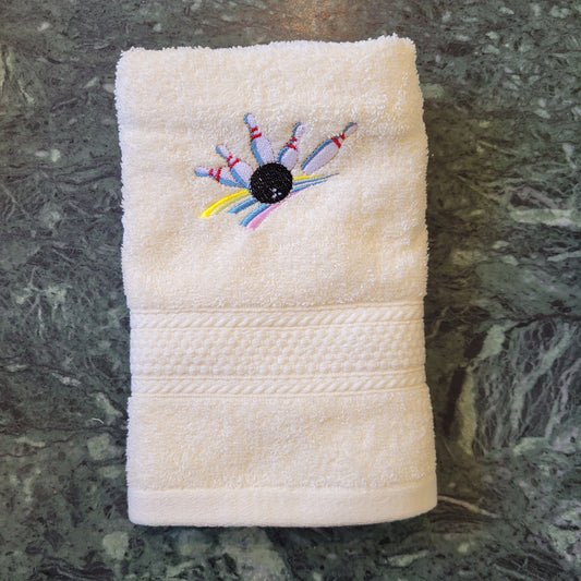 Embroidered Hand Towels - Bowling