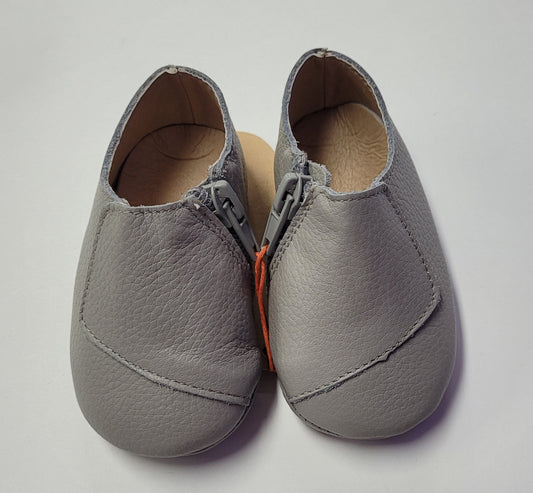 Grey Leather Baby Shoes