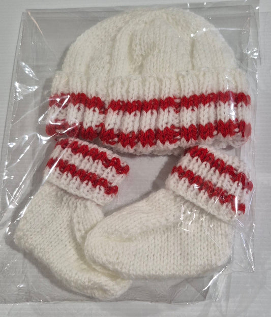 Footy Beanie and Bootee set - Newborn size