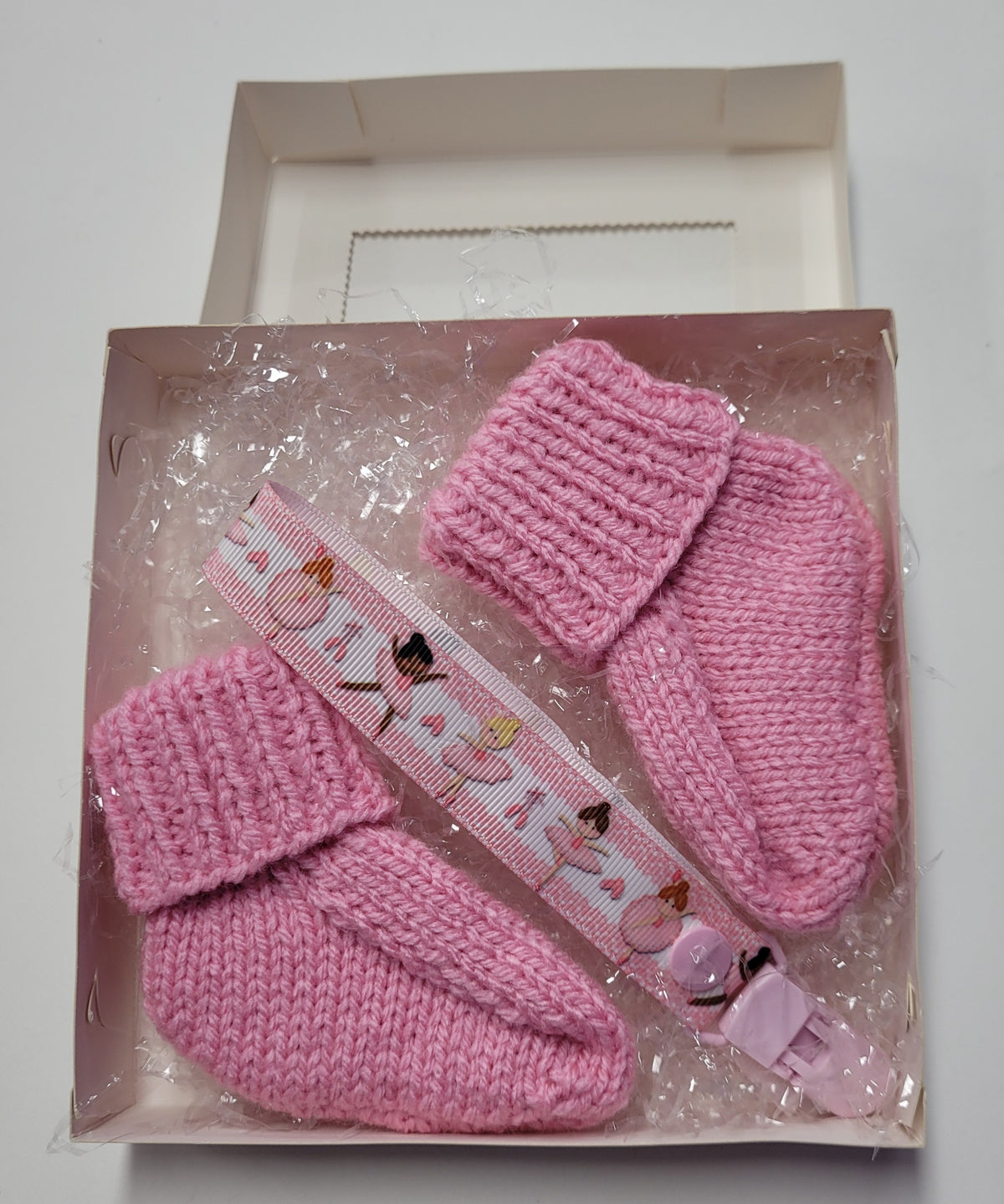 Baby Bootees and Dummy Clip - Boxed