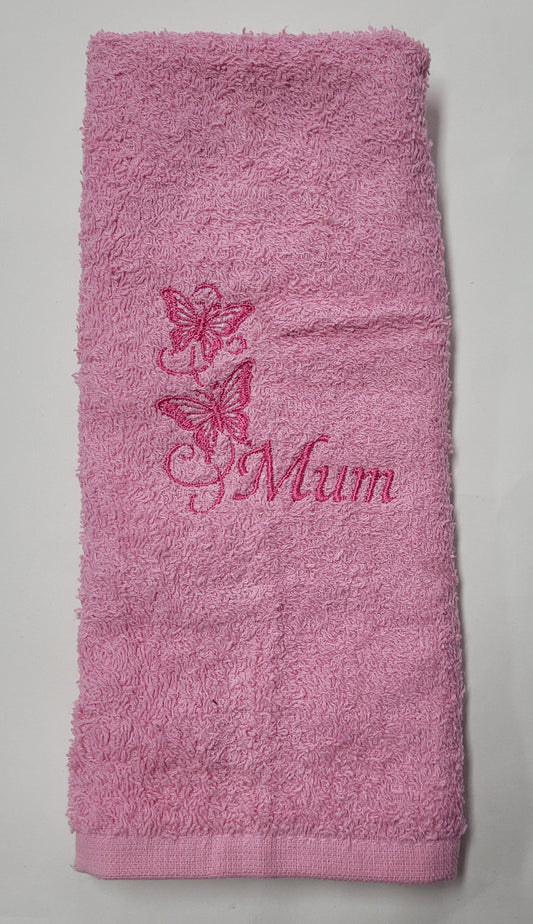Embroidered Hand Towels - Mum
