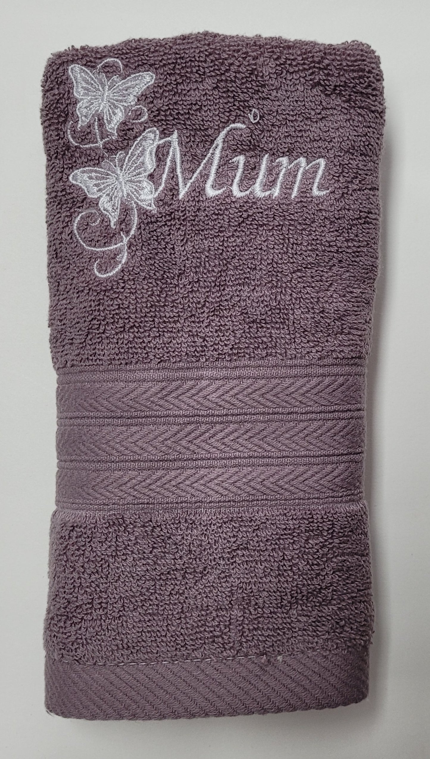 Embroidered Hand Towels - Mum