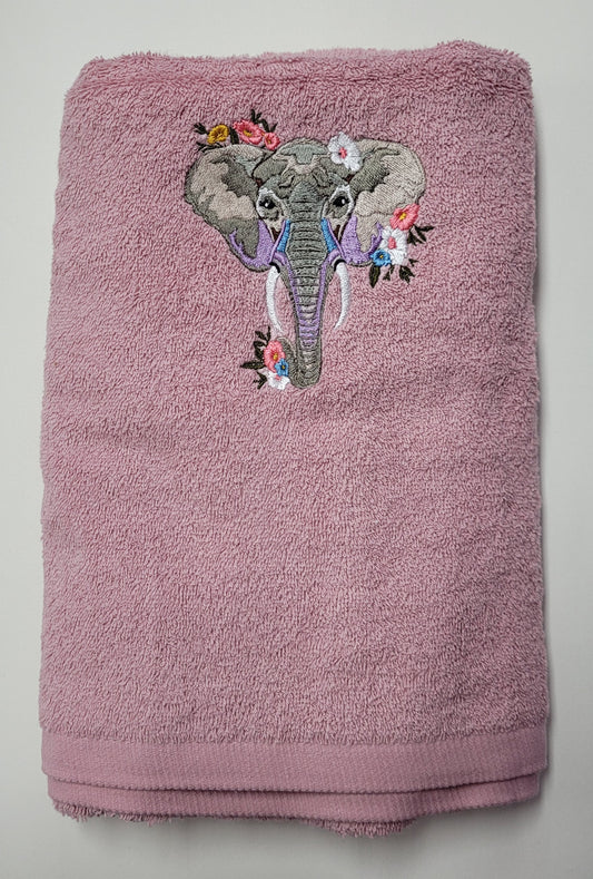 Embroidered Bath Towel - Elephant