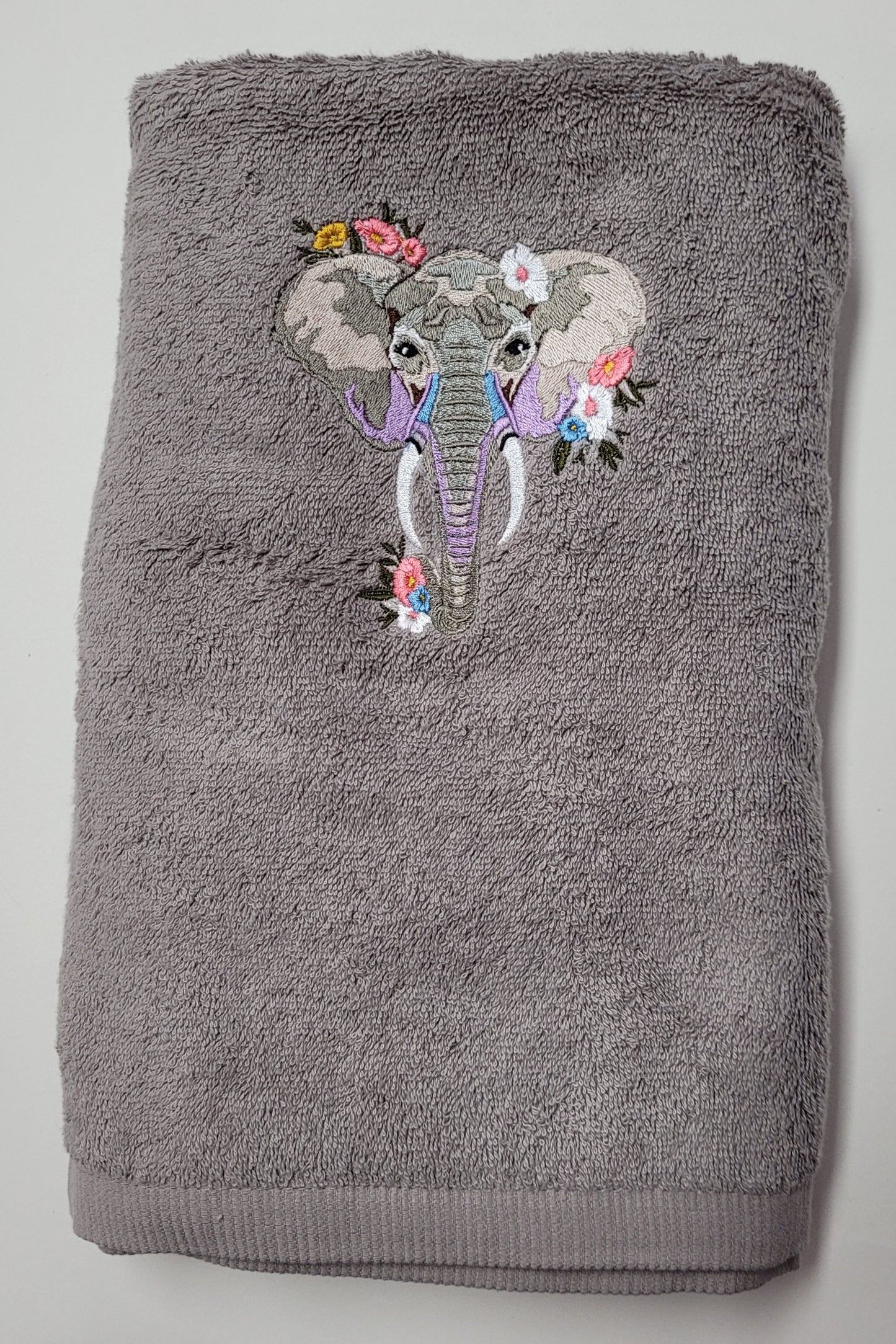 Embroidered Bath Towel - Elephant