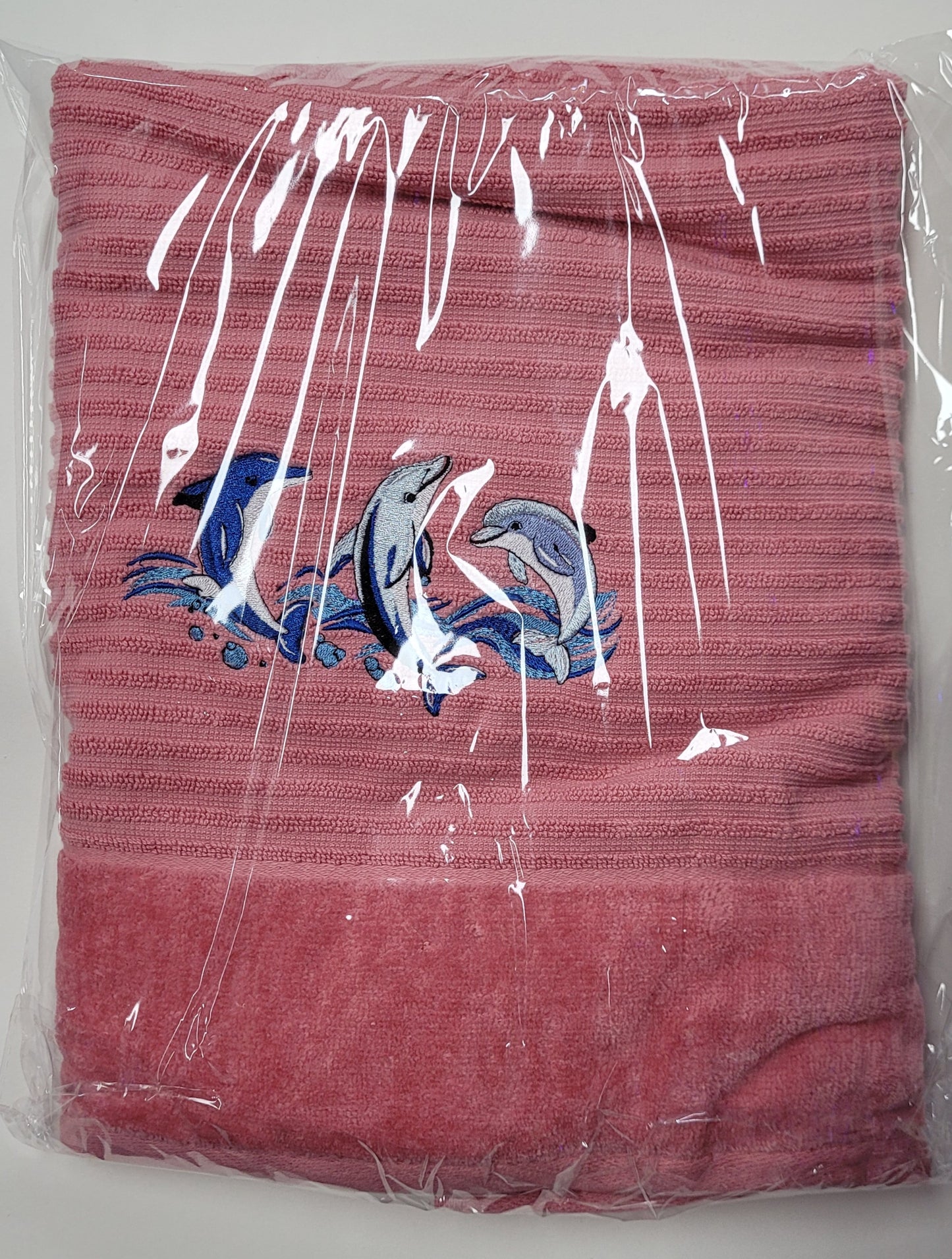 Embroidered Bath Towel - Jumping Dolphins