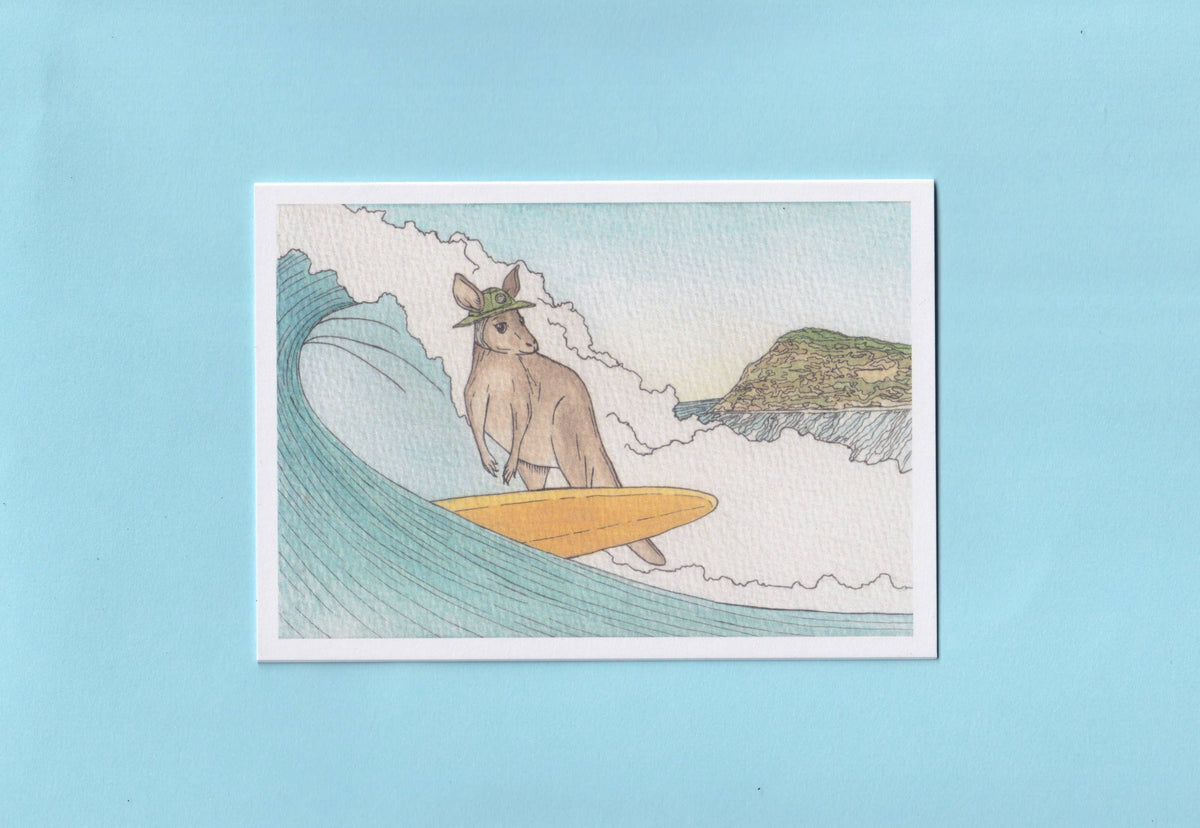 Surfing Kangaroo Greeting Card | Australian Birthday Card