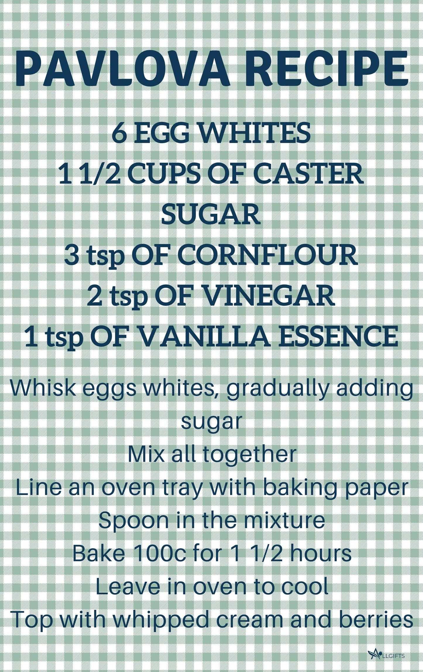 Tea Towel - Pavlova Recipe: Hangsell (Carded)