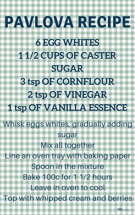 Tea Towel - Pavlova Recipe: Hangsell (Carded)
