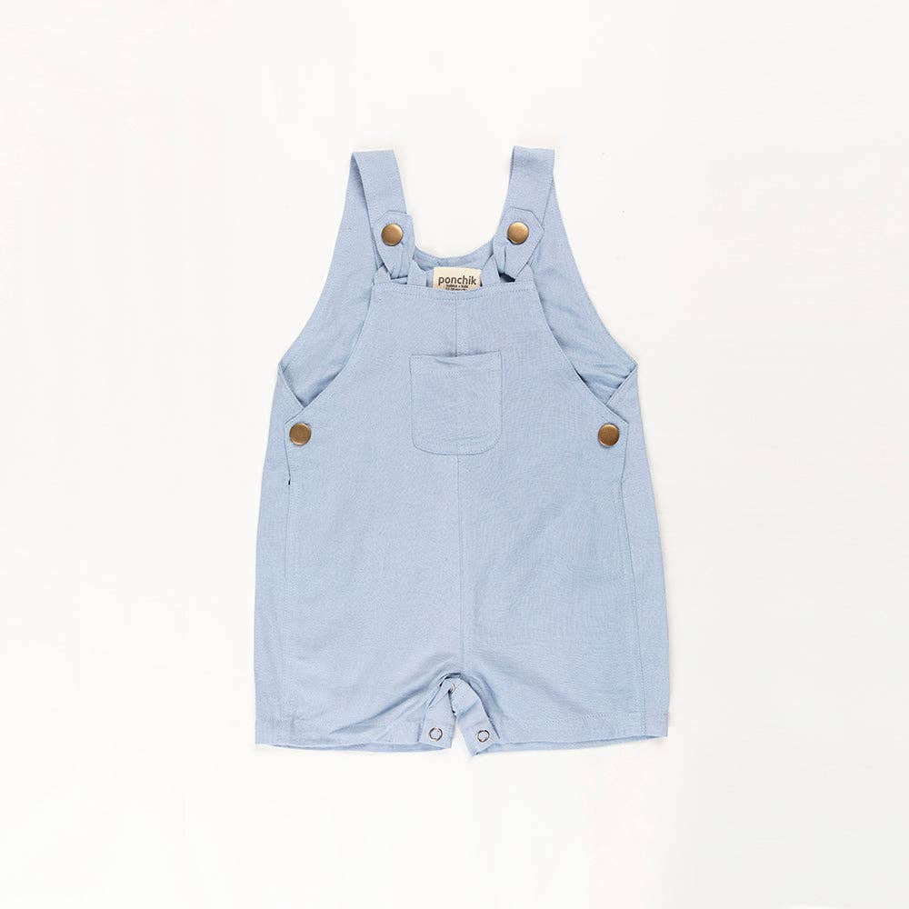 Ponchik Baby Cotton Dungaree Overalls Capri Blue: Blue / Cotton / 0-3 m