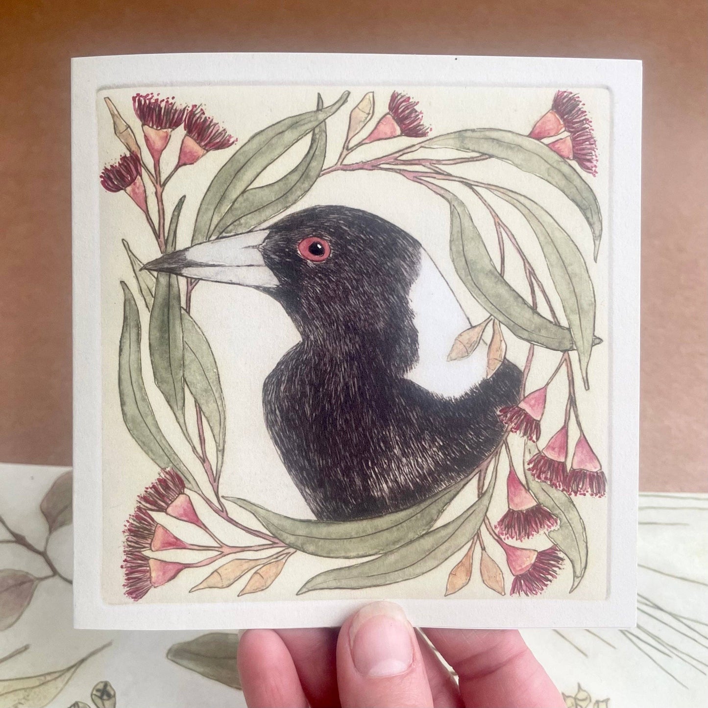 Christmas Card - Merry Magpie