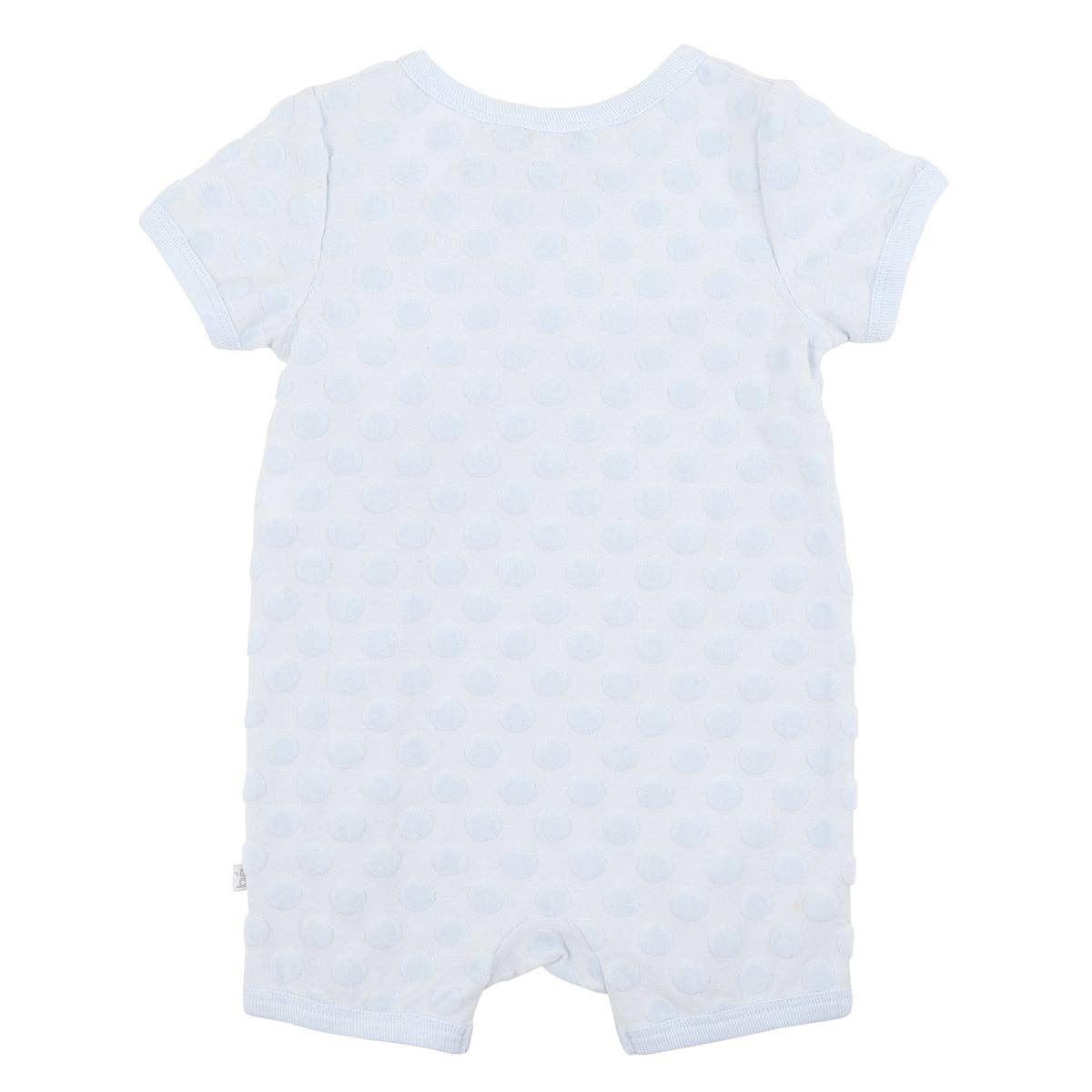 Bebe Baby Blue Spot Layette Short Sleeve Romper: Blue / Cotton / 6-12 m