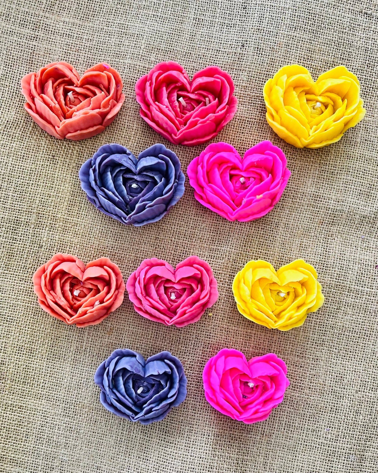 Peony Heart Candle: Red / Medium Peony