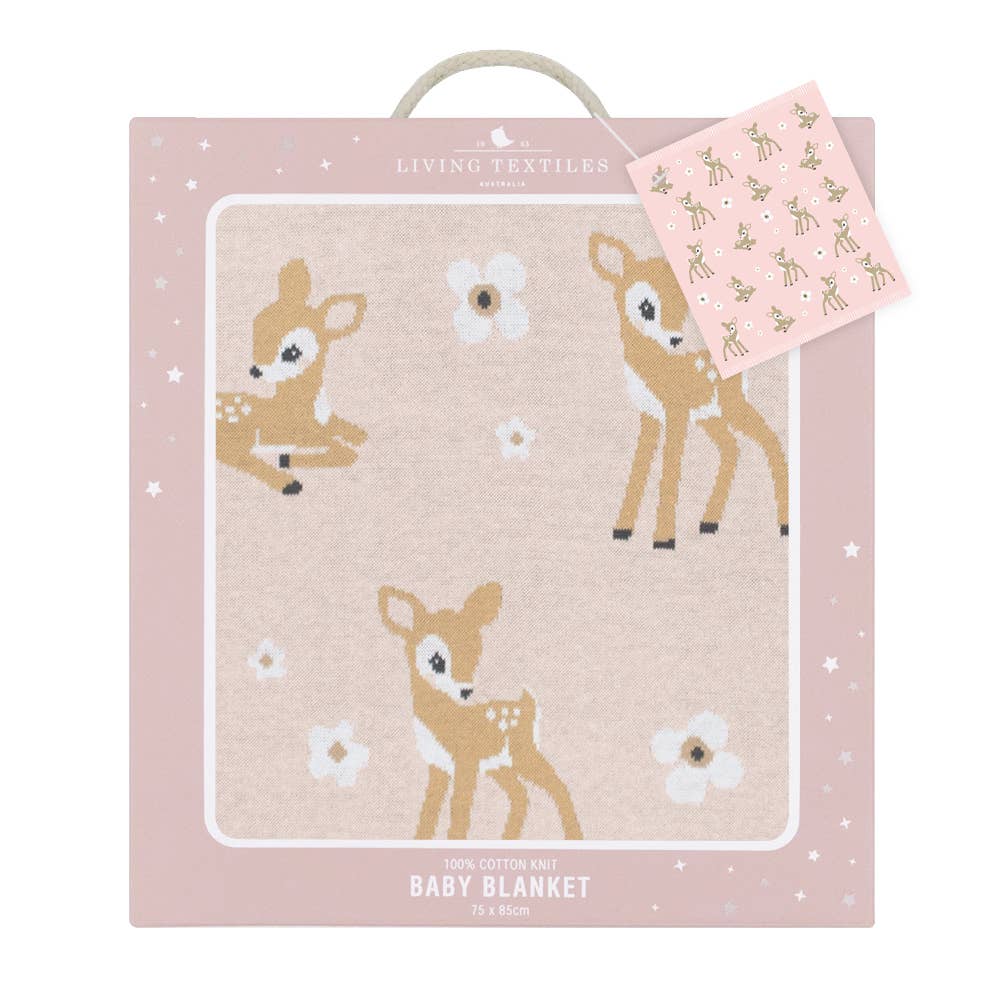 100% Cotton Knit Baby Blanket - Fawn