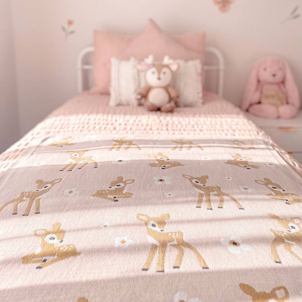 100% Cotton Knit Baby Blanket - Fawn