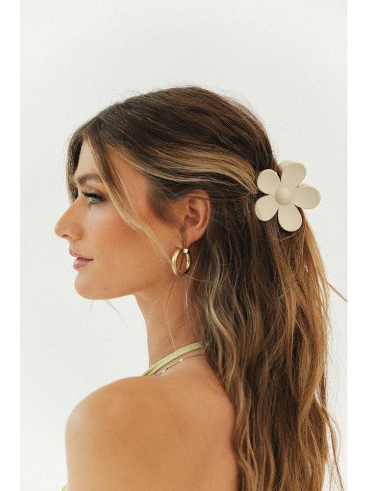 Claw Clip -- Flower - Ivory