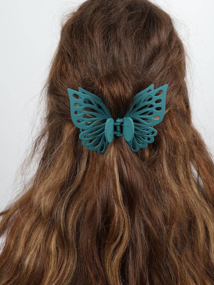 Claw Clip -- Small Double Butterfly - Azure