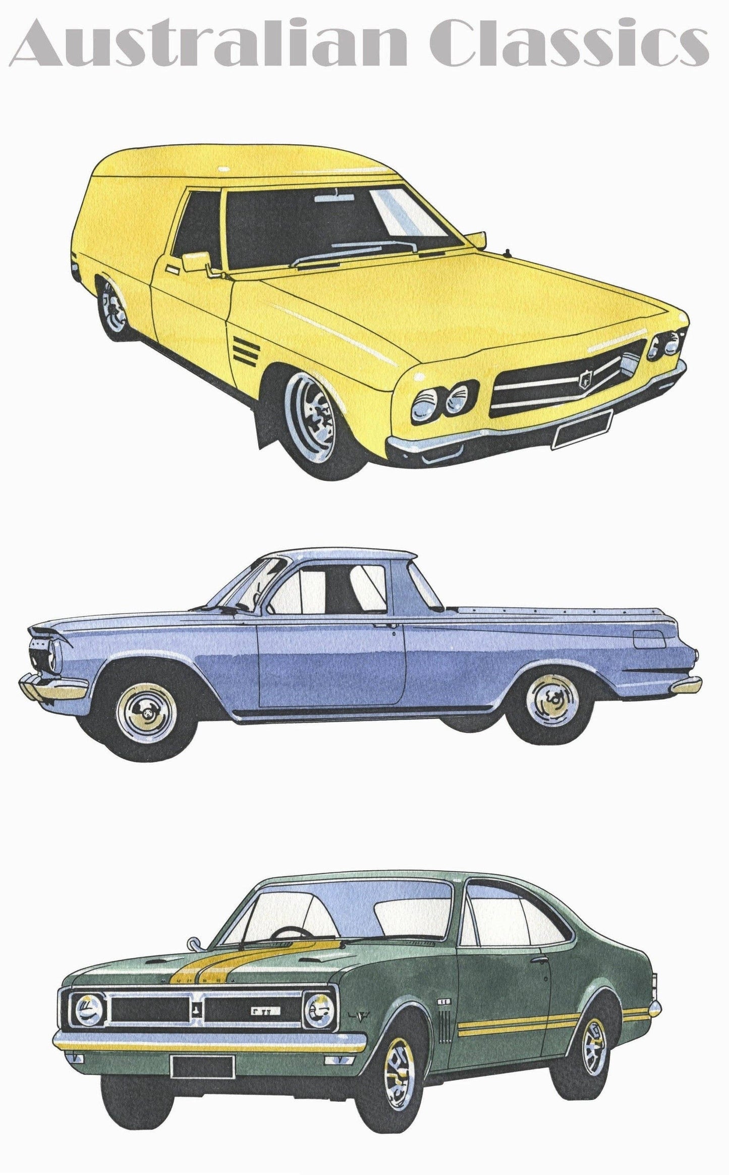 Tea Towel - Classic Cars Holden: Hangsell (Carded)