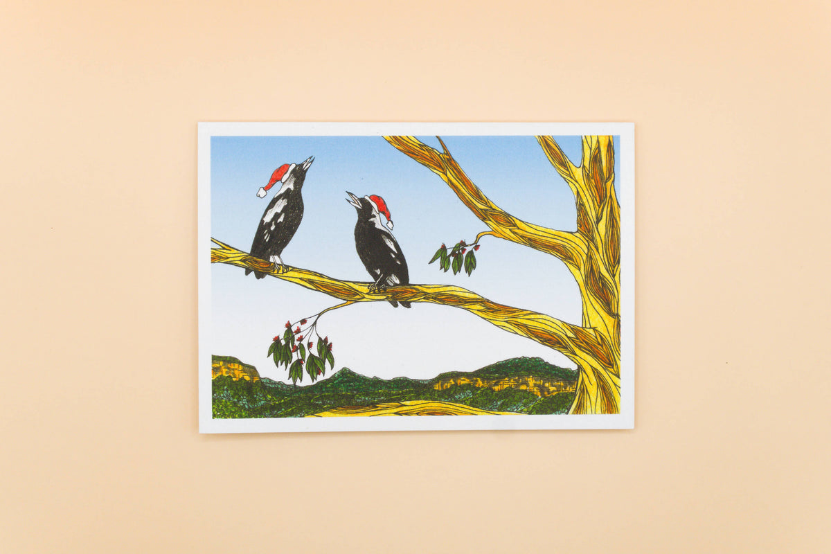 Magpie Christmas Card | Australian Bush Bird Greeting Card