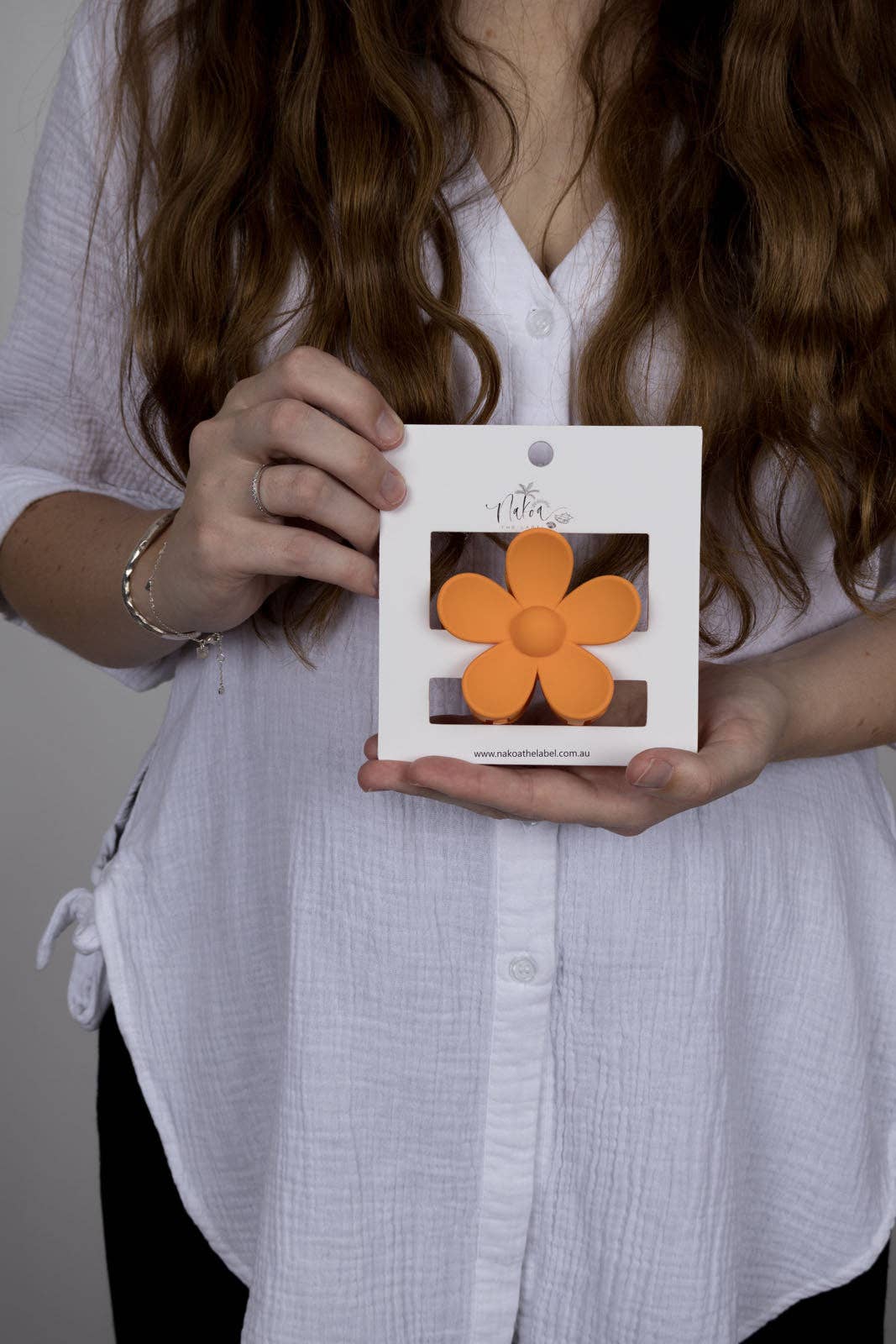 Claw Clip -- Flower - Orange