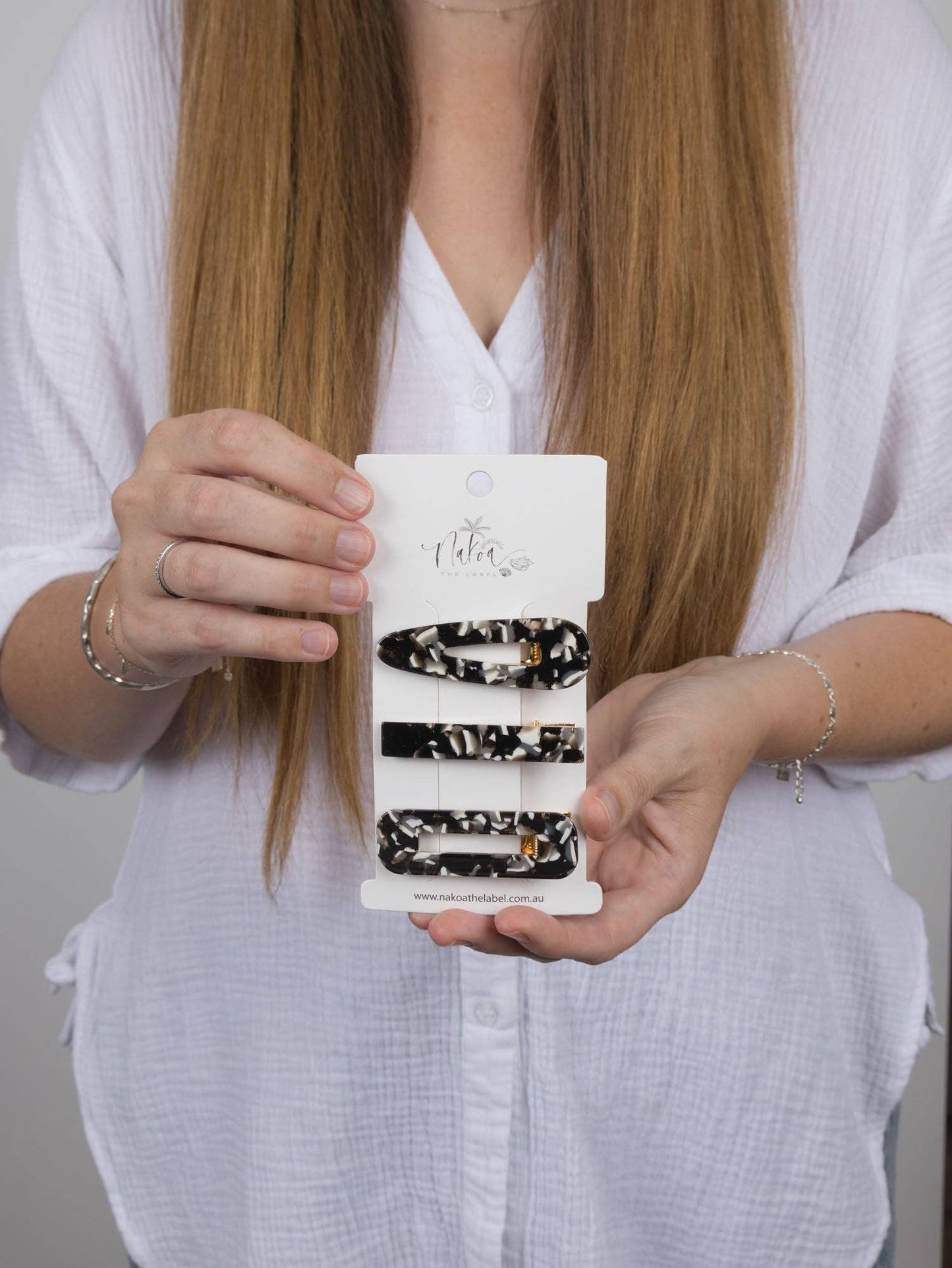 Hair Clip - Set of 3 - Acetate -- Midnight