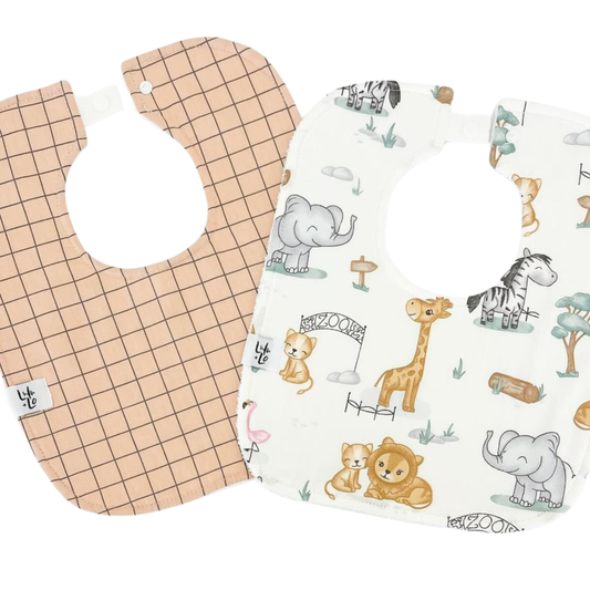 Handmade Baby Bib - Peachy Pals: Peach Thin Check