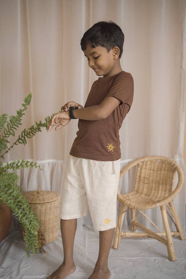 Rory Summertime Stylish Unisex Linen Shorts: Beige / 8y