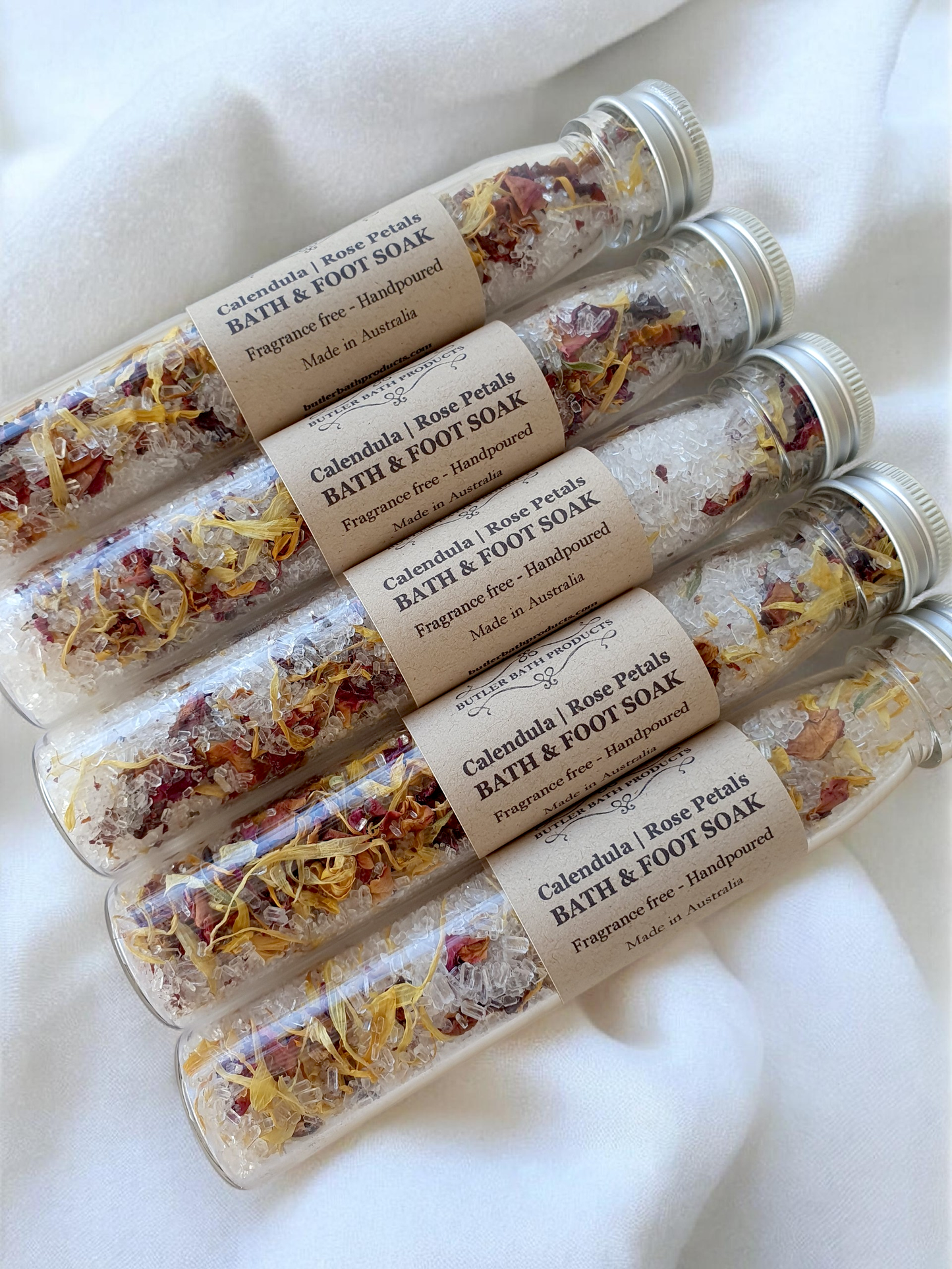 Calendula & Rose Petal Bath salt test tube - Epsom salt