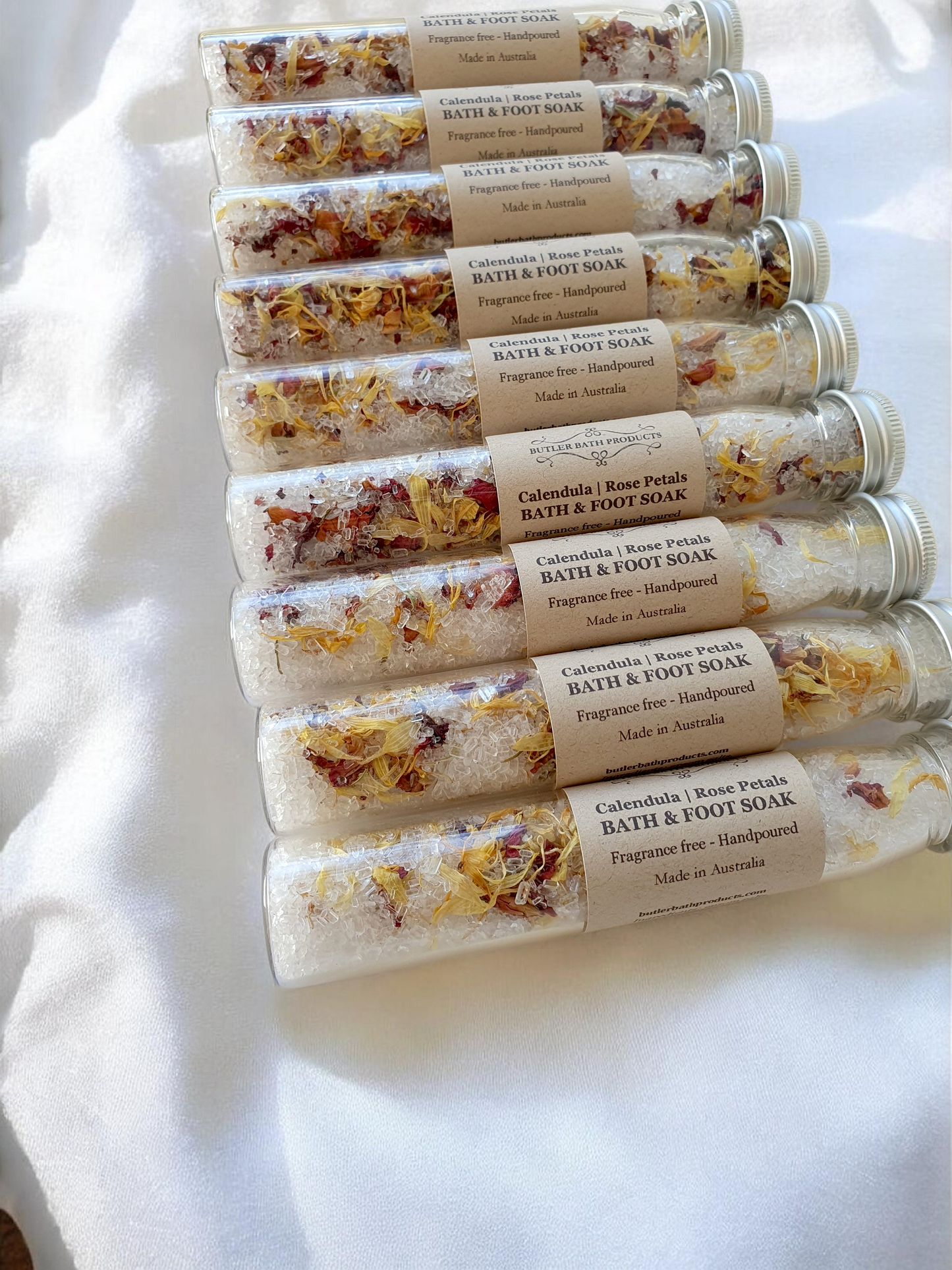 Calendula & Rose Petal Bath salt test tube - Epsom salt